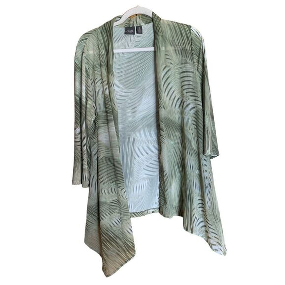 Chico's Sweaters - Chico's Travelers Womens Size Large Multicolor Foliage Leaf Print Open Cardigan